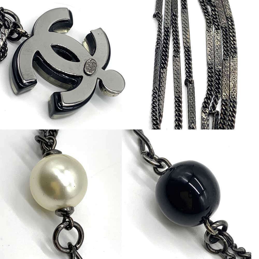 CHANEL Authentic Black Pearl Logo Necklace - Picture 6 of 6